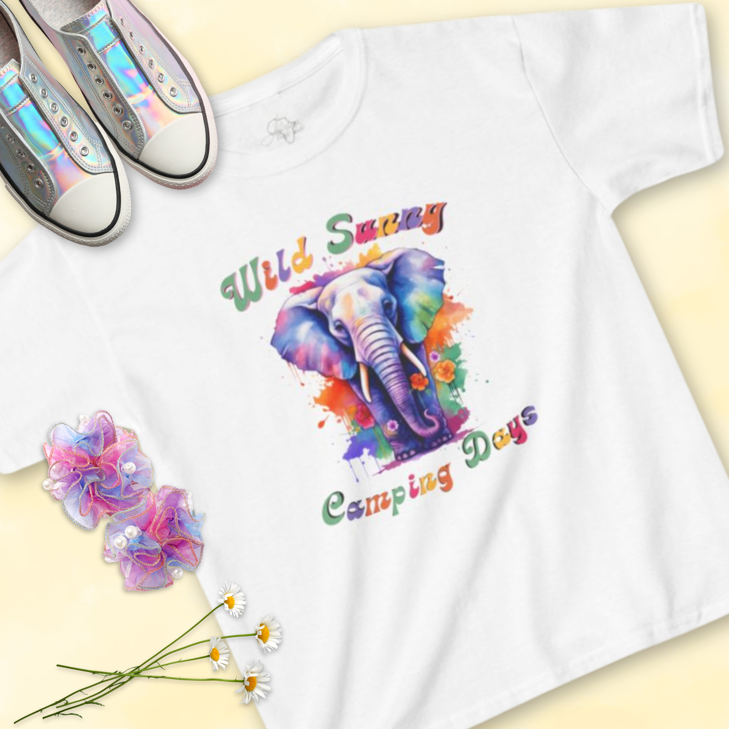 Elephant Wild Sunny Camping Days - Kids Tee