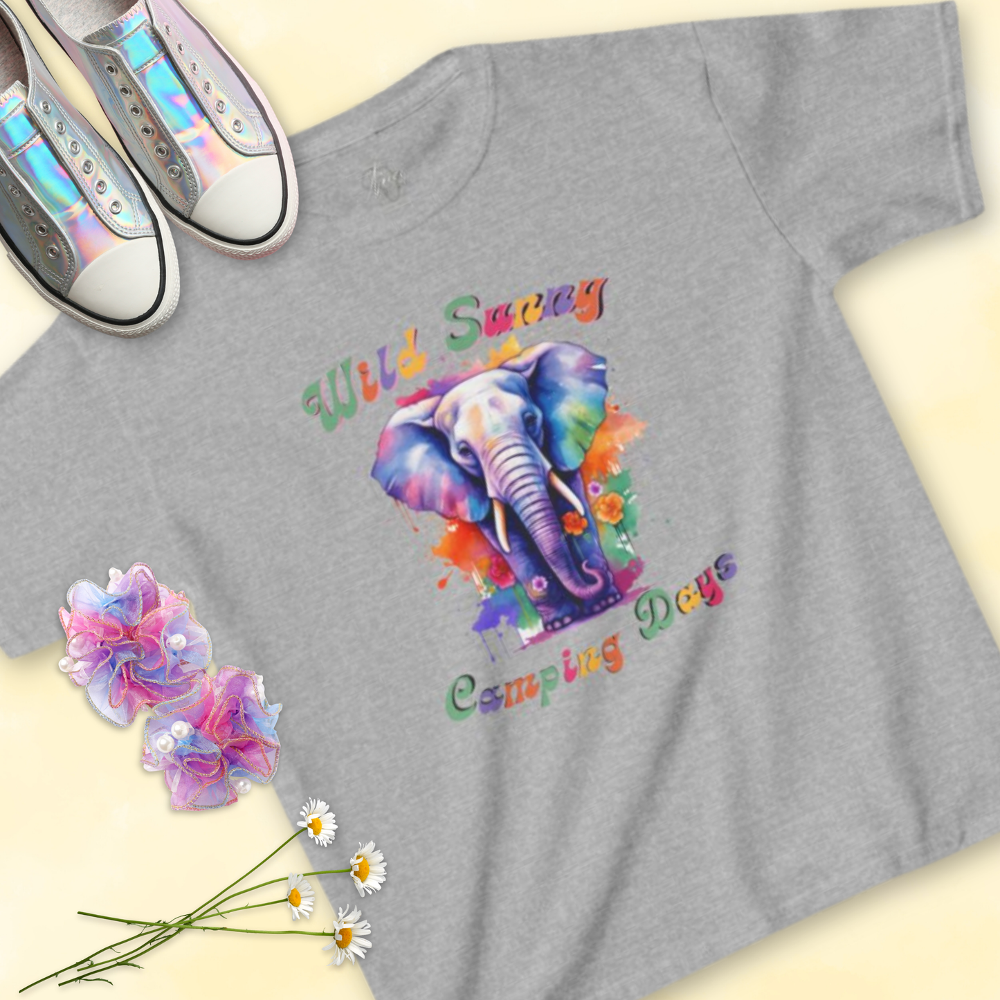 Elephant Wild Sunny Camping Days - Kids Tee