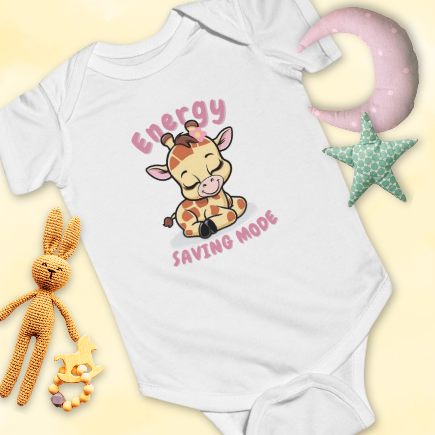 Energy Saving Giraffe with flower - Infant Bodysuit
