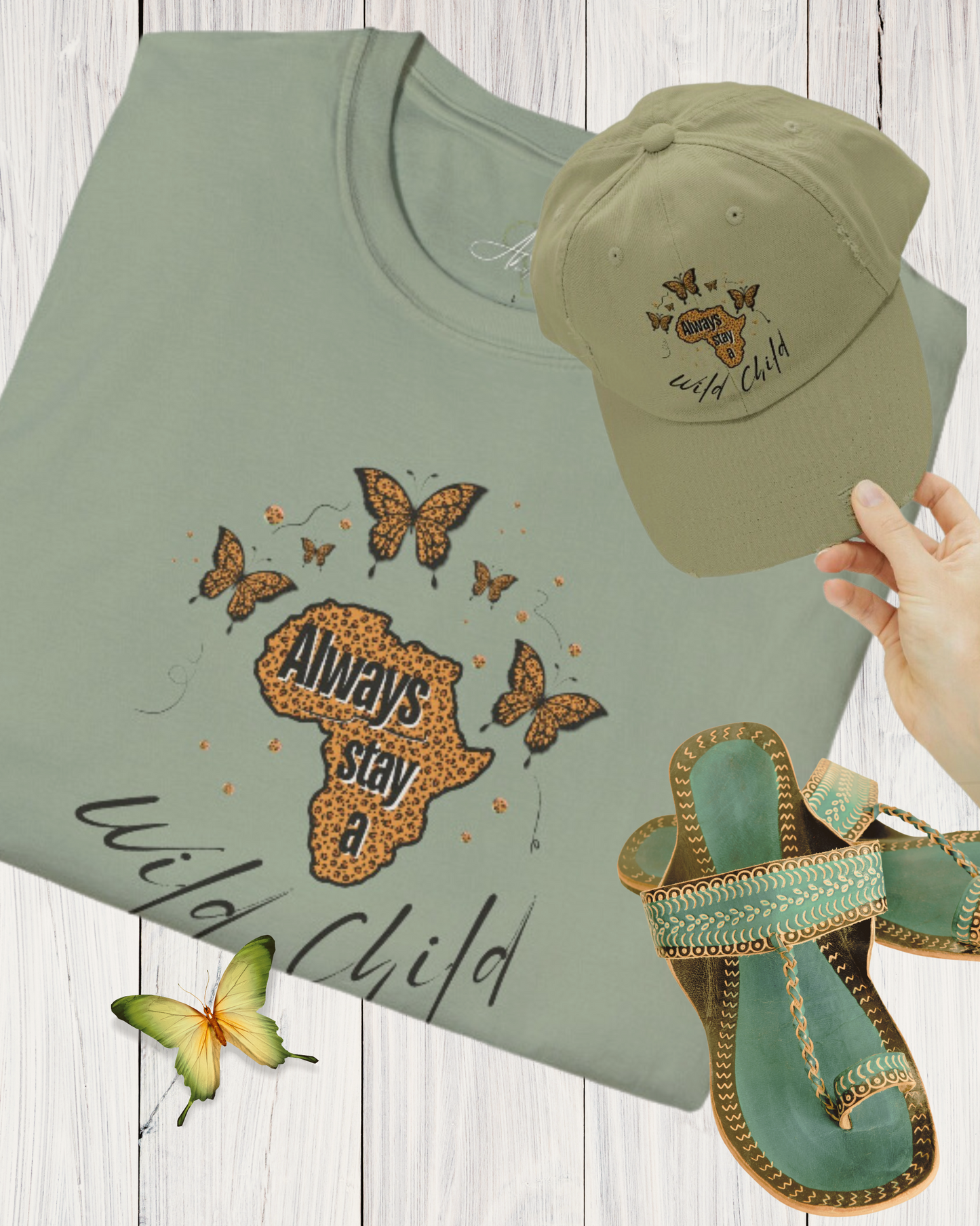 Wild Child Butterflies in Shades of Green