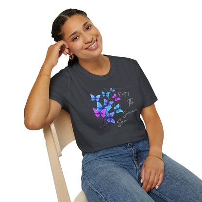 Enjoy The Summer Sun Butterflies - Adult Heavy Cotton Tee