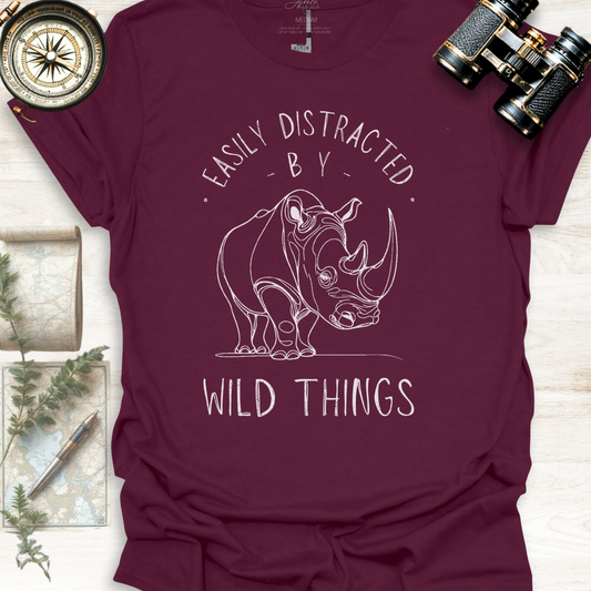 Easily Distracted String-Rhino - Adult T-Shirt