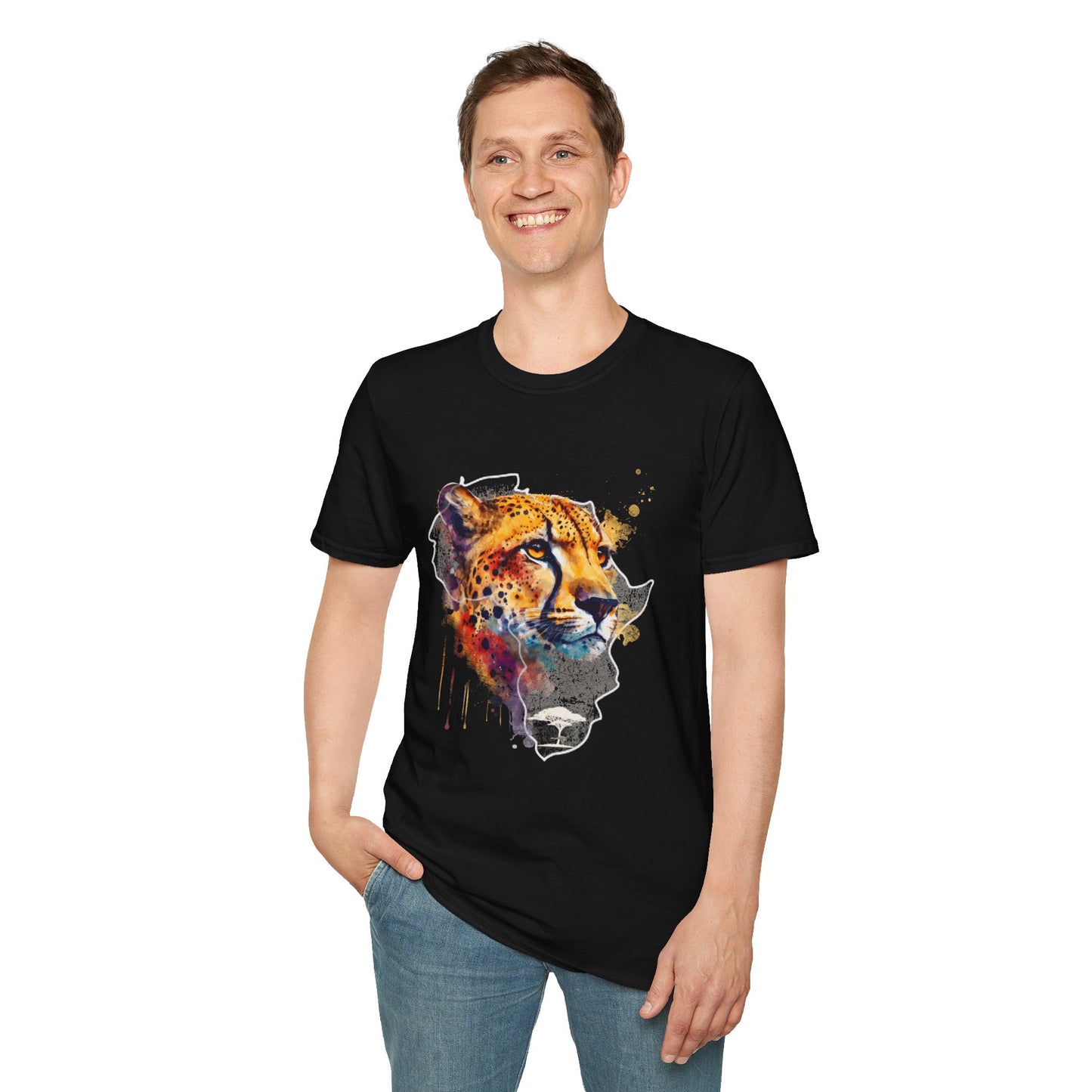 Africa Rainbow Cheetah - Adult Heavy Cotton T-shirt