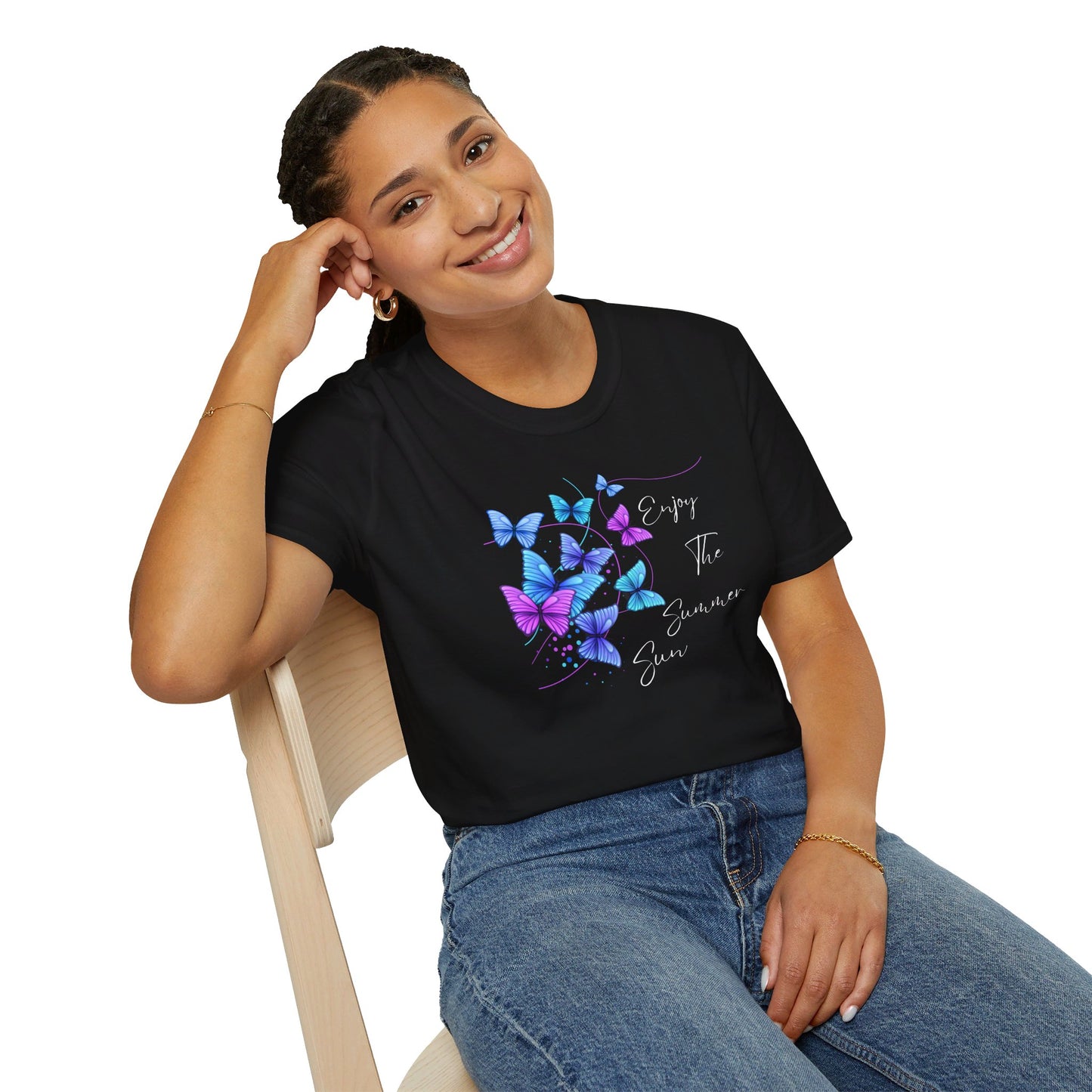 Enjoy The Summer Sun Butterflies - Adult Heavy Cotton Tee