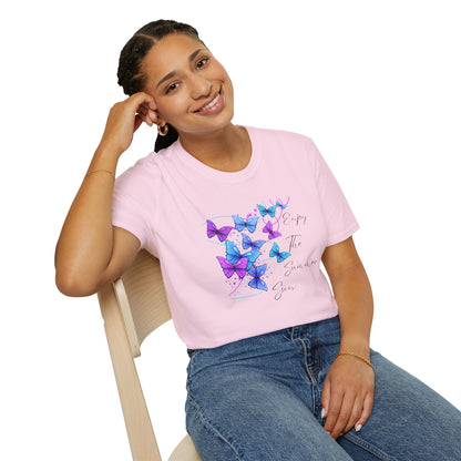 Enjoy The Summer Sun Butterflies - Adult Heavy Cotton Tee