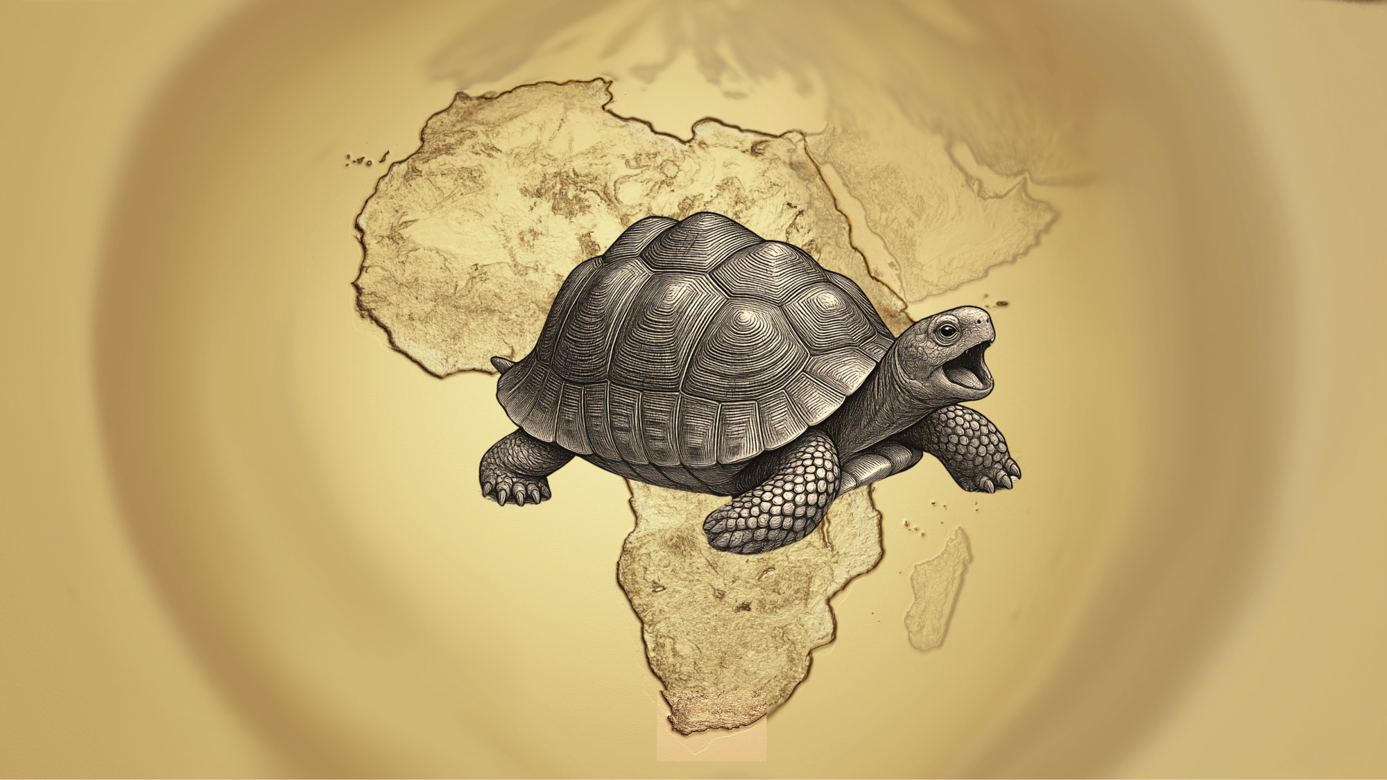 Leopard tortoise (Stigmochelys pardalis) walking through the African savanna bush