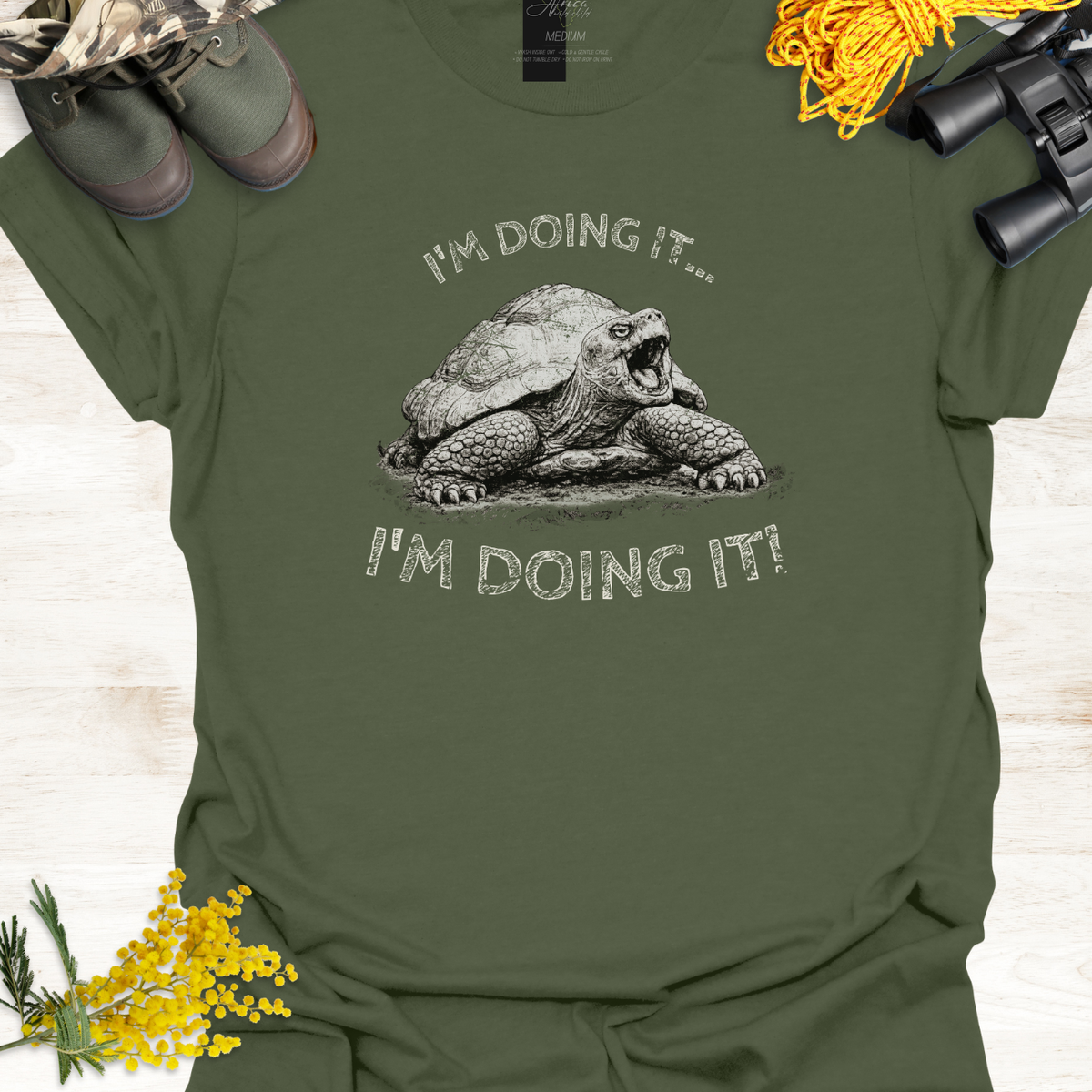 Tortoise Wildlife Graphic T-Shirt "I'm Doing It!"  🩹