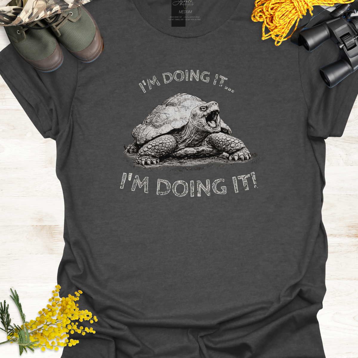 Tortoise Wildlife Graphic T-Shirt "I'm Doing It!"  🩹