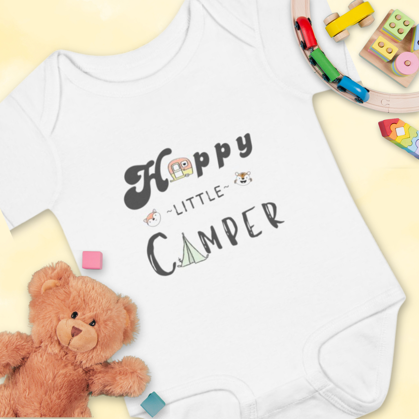 Happy Little Camper Animals - Infant Baby Rib Bodysuit