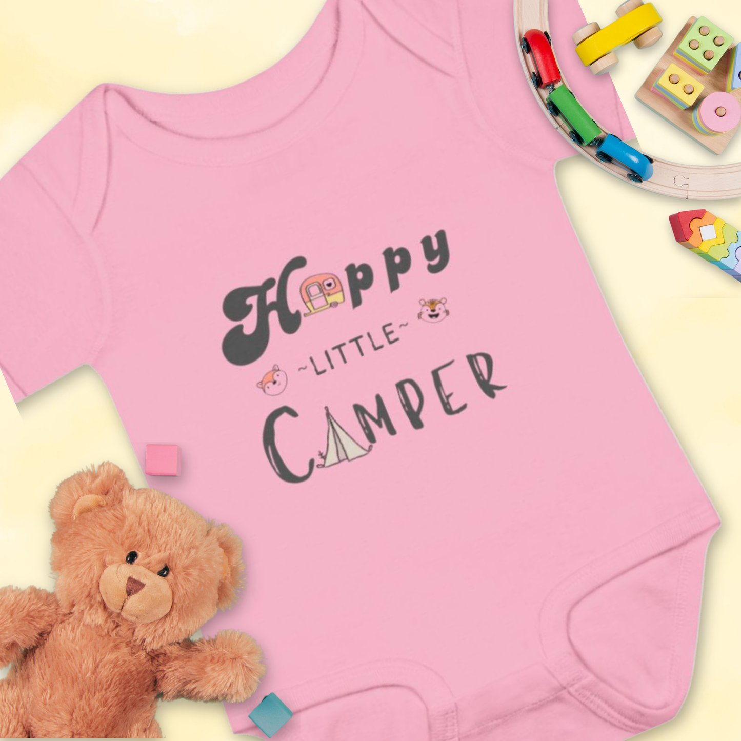 Happy Little Camper Animals - Infant Baby Rib Bodysuit