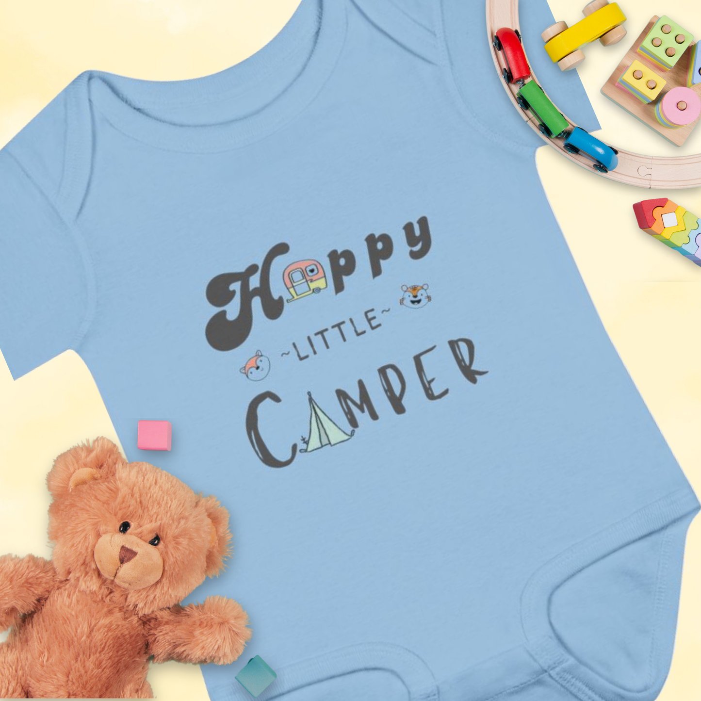 Happy Little Camper Animals - Infant Baby Rib Bodysuit