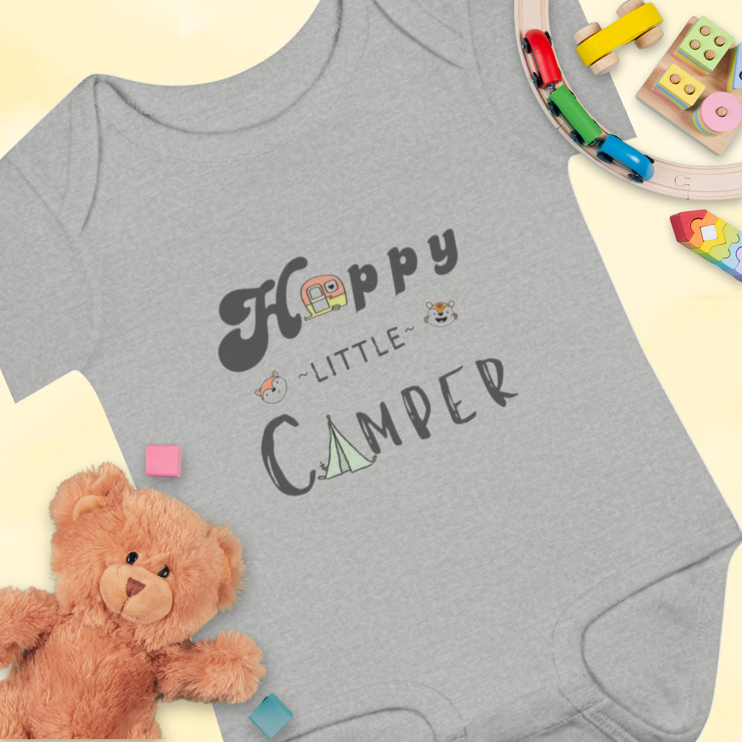 Happy Little Camper Animals - Infant Baby Rib Bodysuit