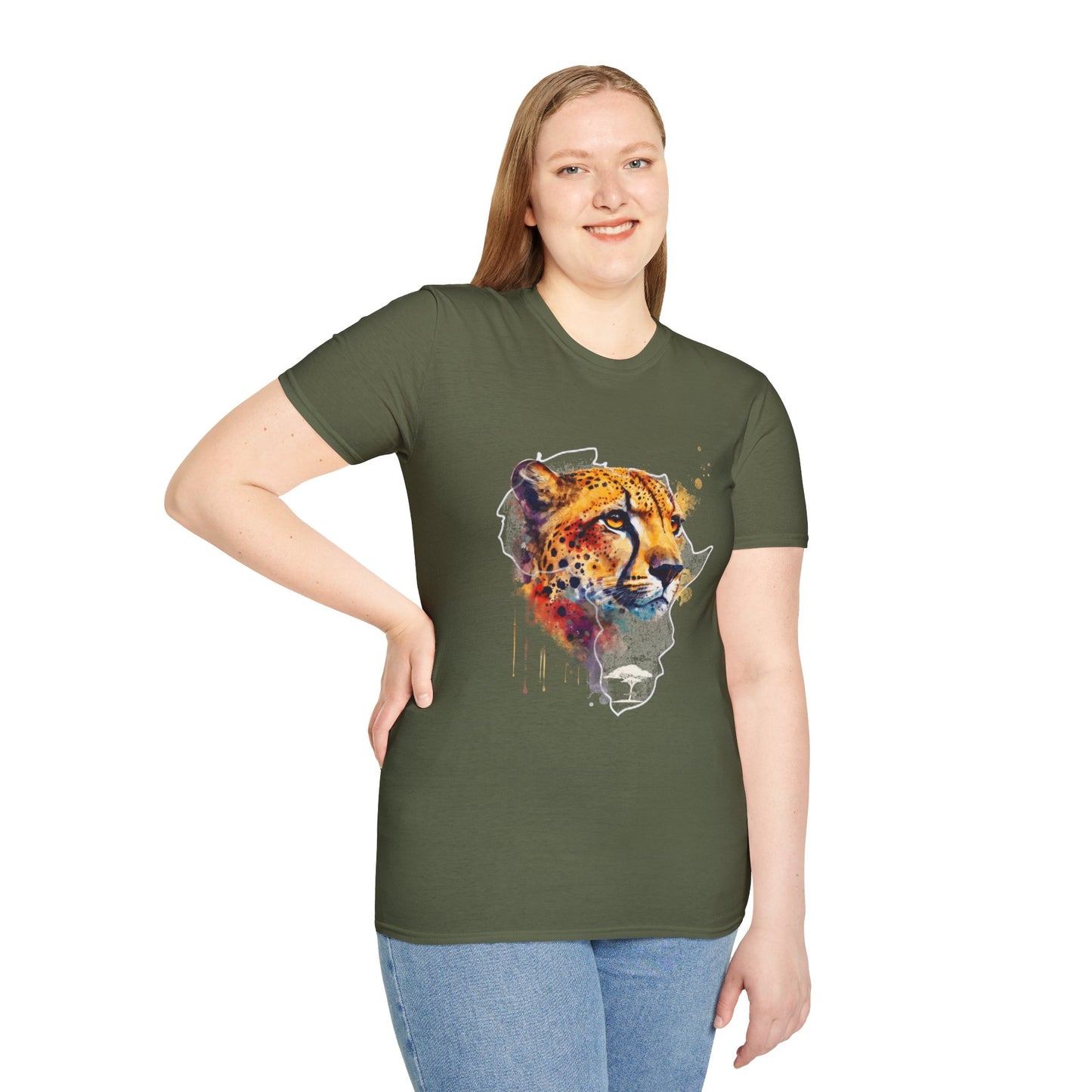 Africa Rainbow Cheetah - Adult Heavy Cotton T-shirt