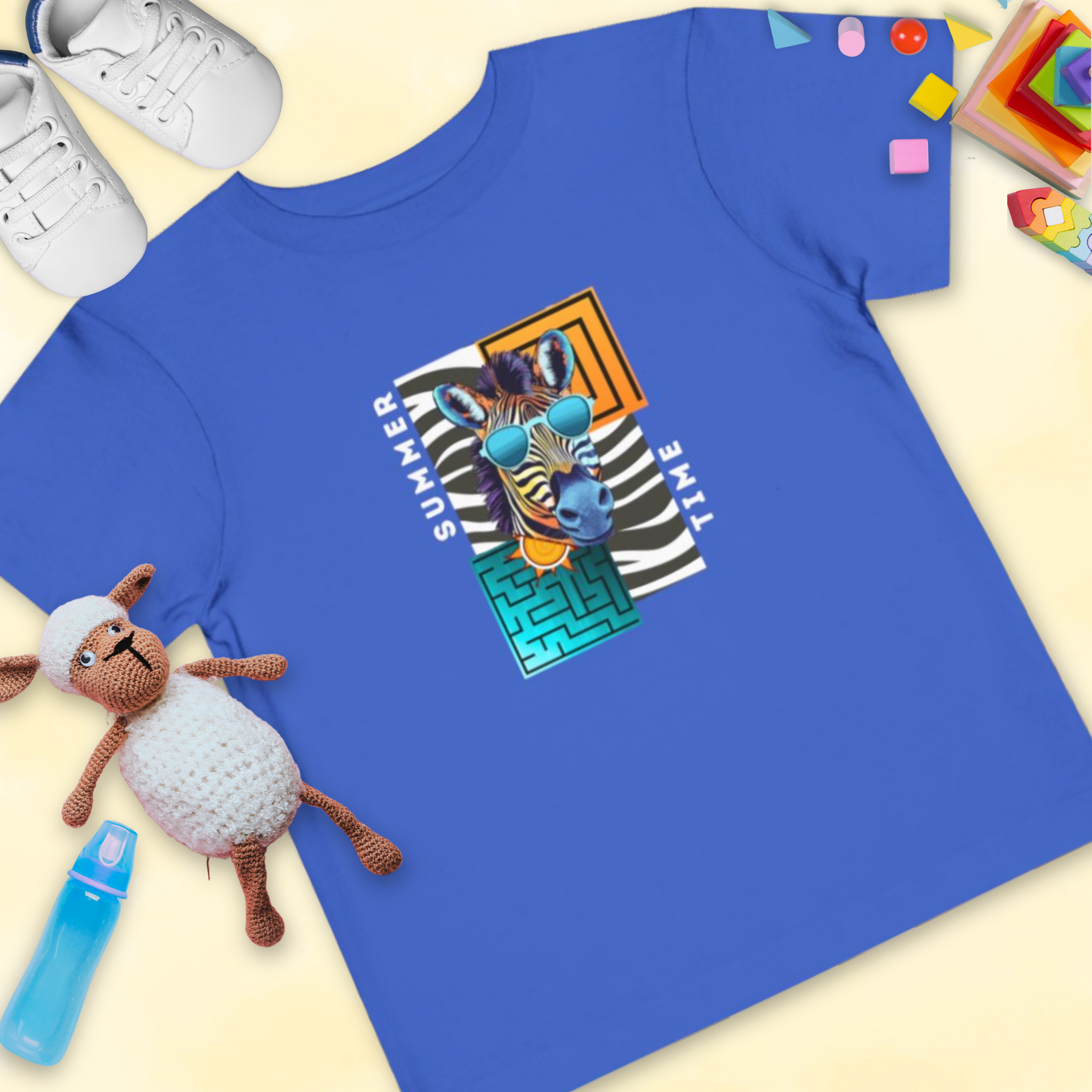 Mommy & Me - Cool Zebra Matching Tees in Blue