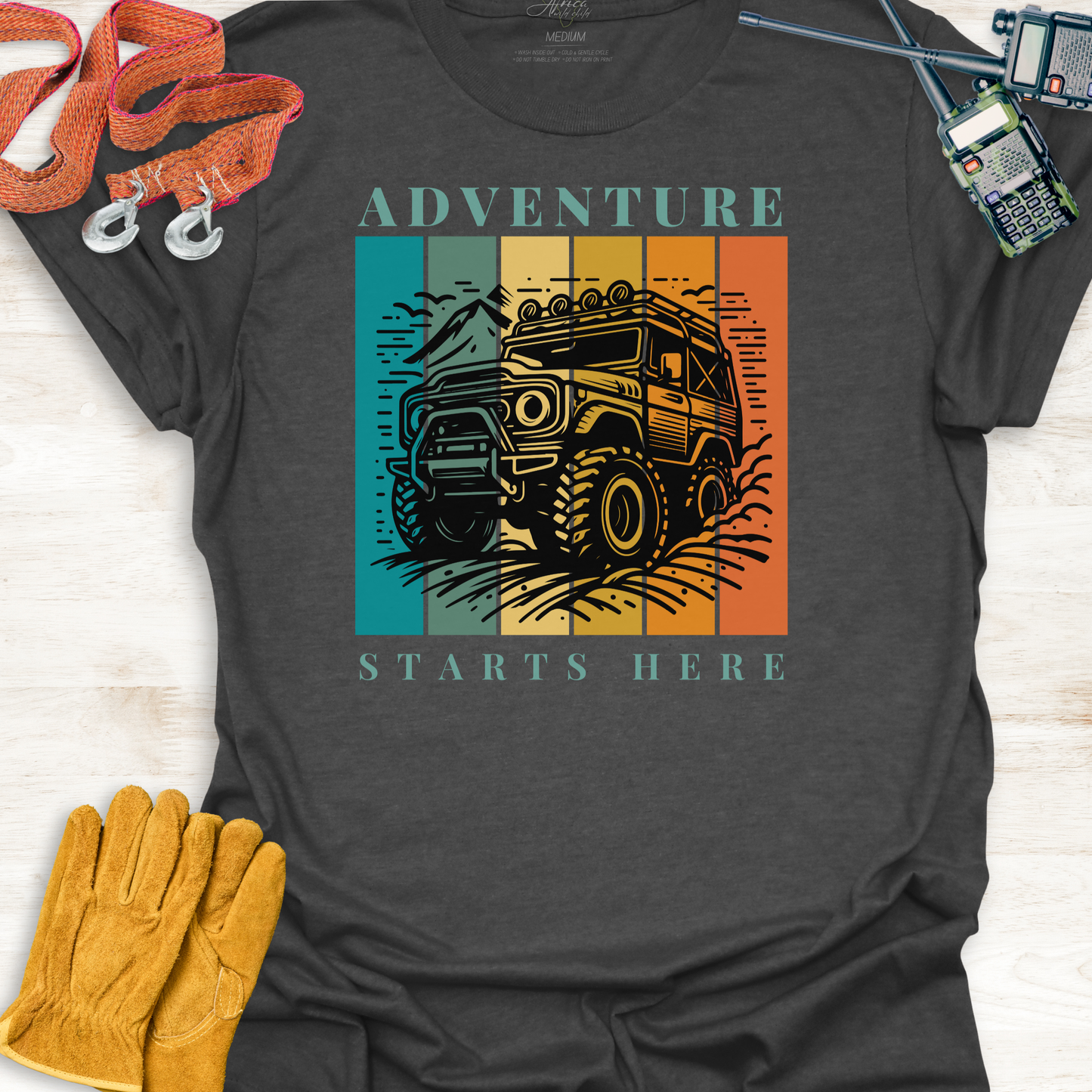 Adventure Starts Here - Adult T-Shirt