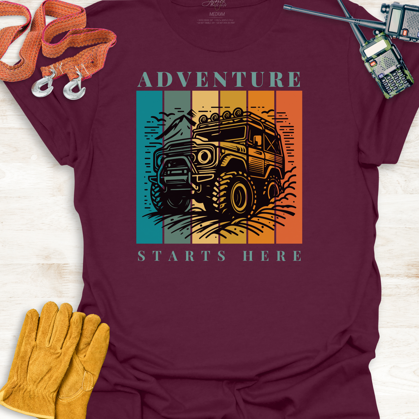 Adventure Starts Here - Adult T-Shirt