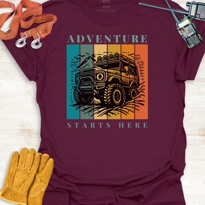 4x4 Adventure T-Shirt - Adventure Starts Here