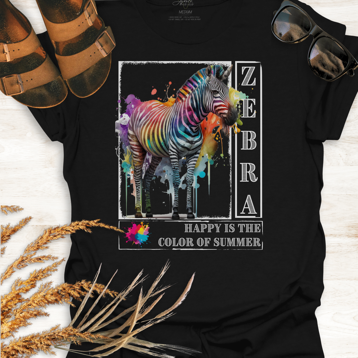 Color of Summer Zebra - Adult T-Shirt