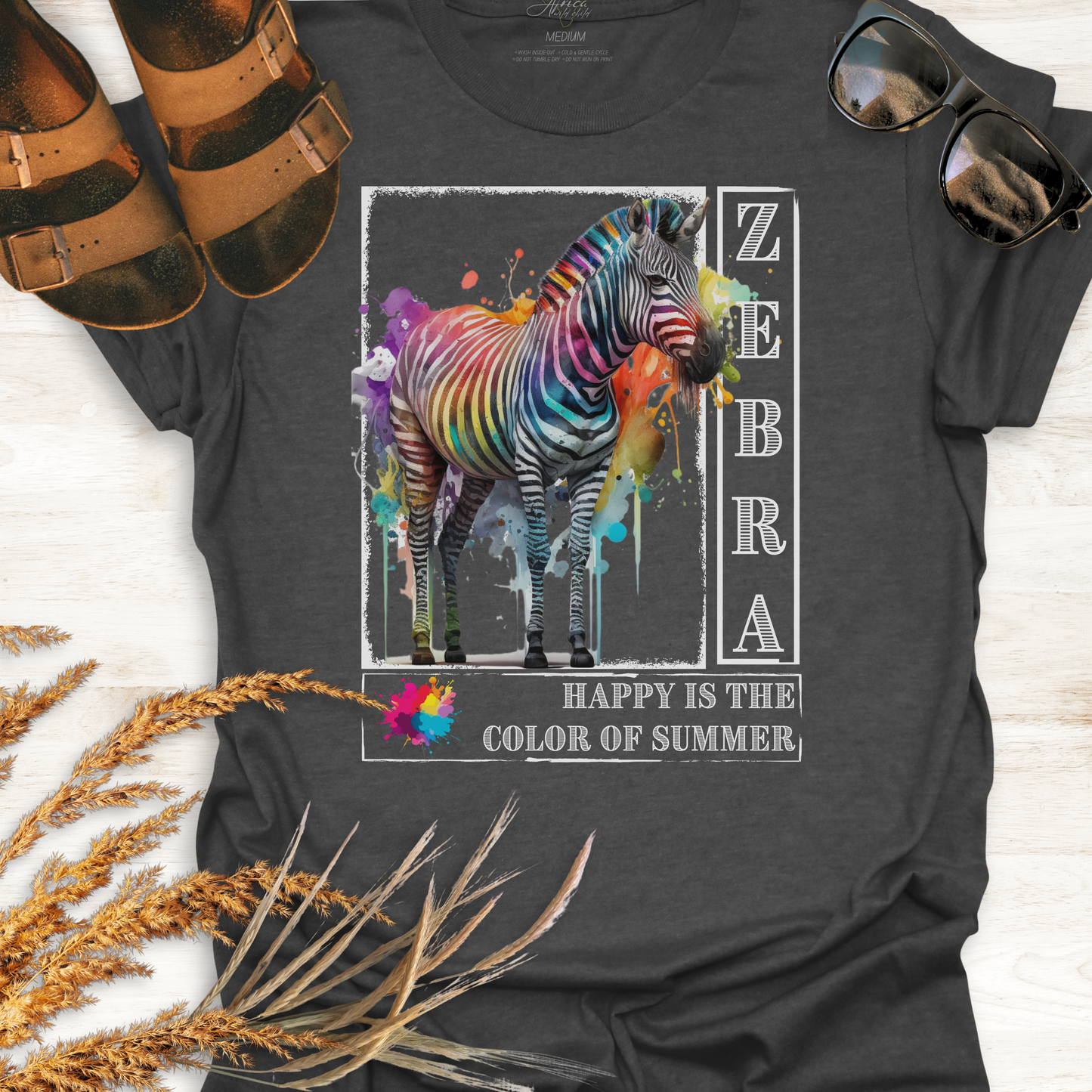 Color of Summer Zebra - Adult T-Shirt
