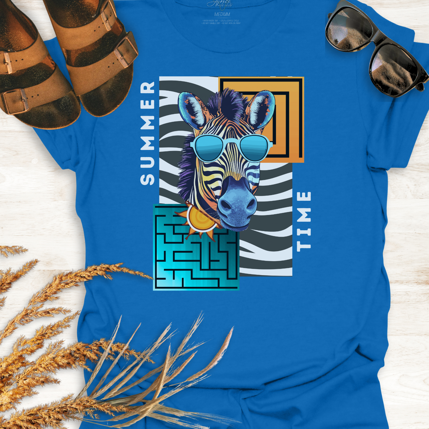 Mommy & Me - Cool Zebra Matching Tees in Blue