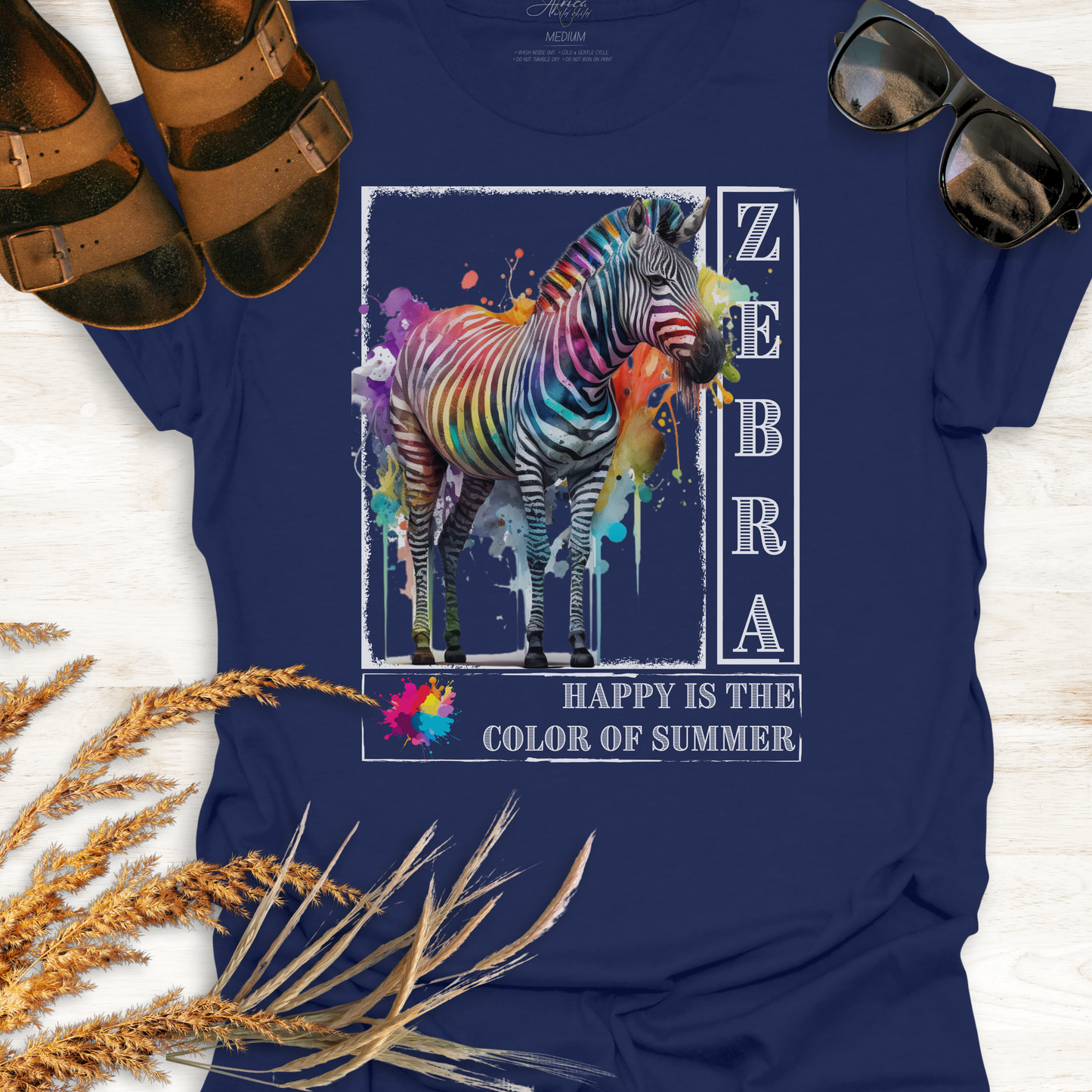 Color of Summer Zebra - Adult T-Shirt