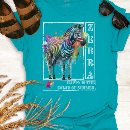 Color of Summer Zebra - Adult T-Shirt