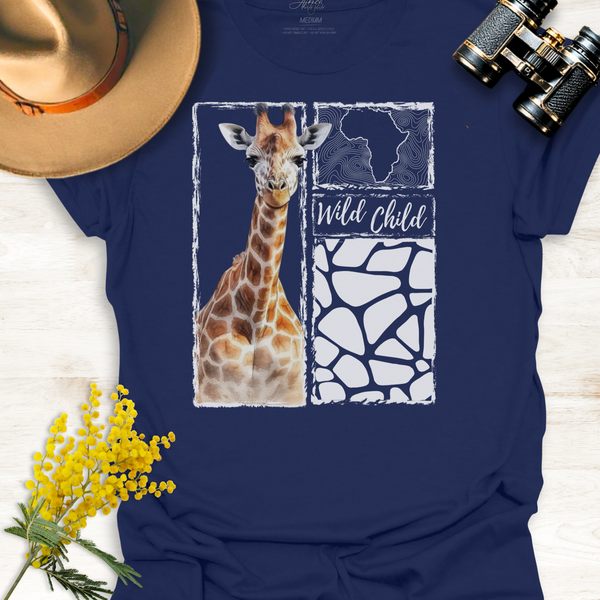 Giraffe Wild Child - Adult T-Shirt