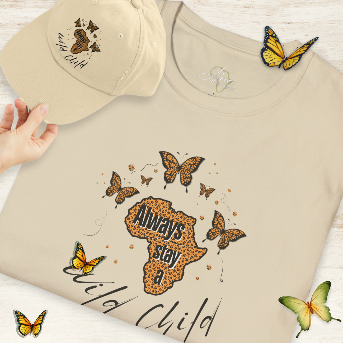 Butterflies Nature T-Shirt & Cap - Set in Warm Shades of Summer