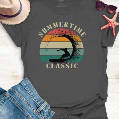 Surfing Summertime Classic T-Shirt & Cap - Set in Shades of Grey